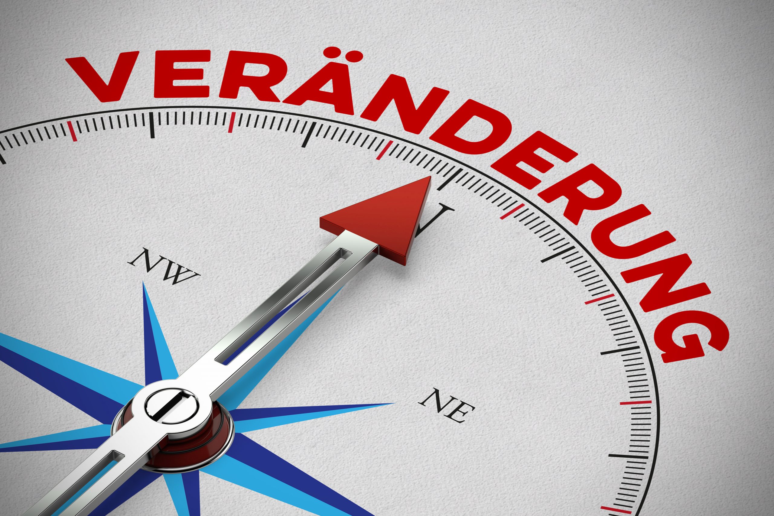 Roter Pfeil zeigt auf das Wort Veränderung